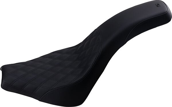 SADDLEMEN Profiler Seat - Front Lattice/Rear Smooth - Black - Fxstd - 08021289