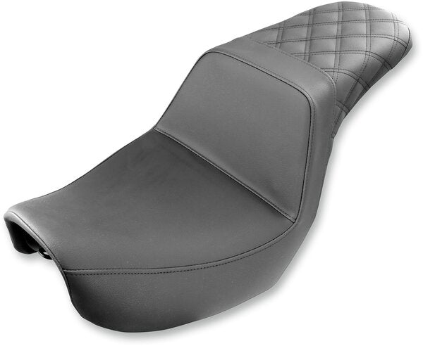 SADDLEMEN Step-Up Seat - Rear Lattice Stitched - Brown - Dyna - 08030572