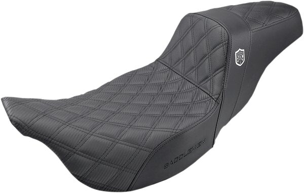 SADDLEMEN Pro Series Sdc Performance Seat - Carbon Fiber/Lumbar Gripper - Gold Stitch - Dyna 06-17 - 08030727